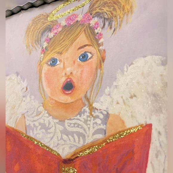 Round Top Collections Christmas Holiday Little Angel Singing Carols Metal Charm - Picture 3 of 4